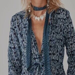 Maison Hotel XL Blue Patterned Maxi Dress